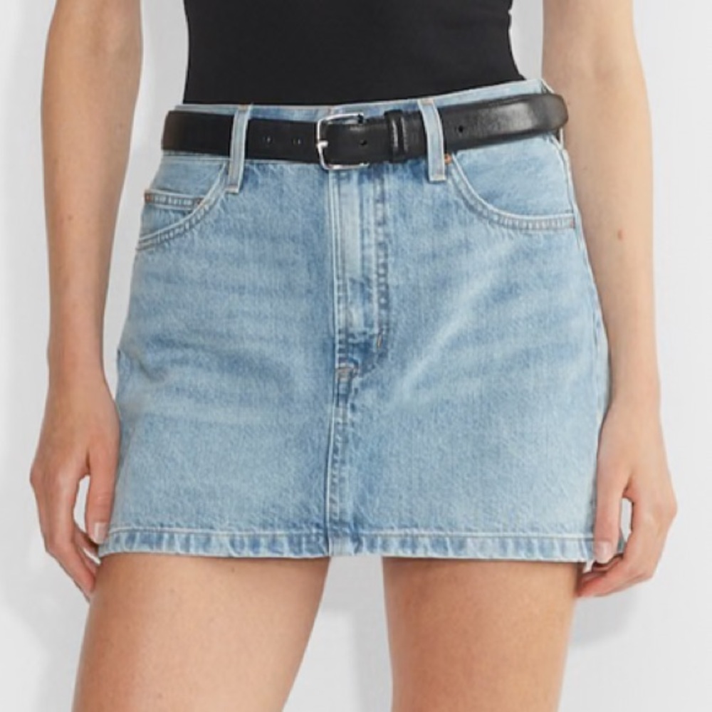 Denim Forum Black and Blue Mini Pencil Skirt